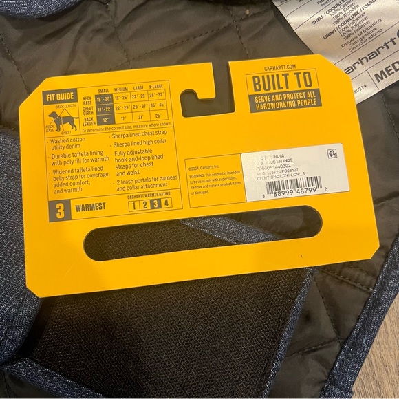 NEW Carhartt Blue Denim Insulated Dog Chore Coat Medium M Warmest Walking - Picture 9 of 13